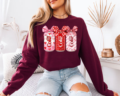 Diet Coke Valentine Sweatshirt | Coquette Bow Soda Can Crewneck | Cute Galentine’s Gift for Her