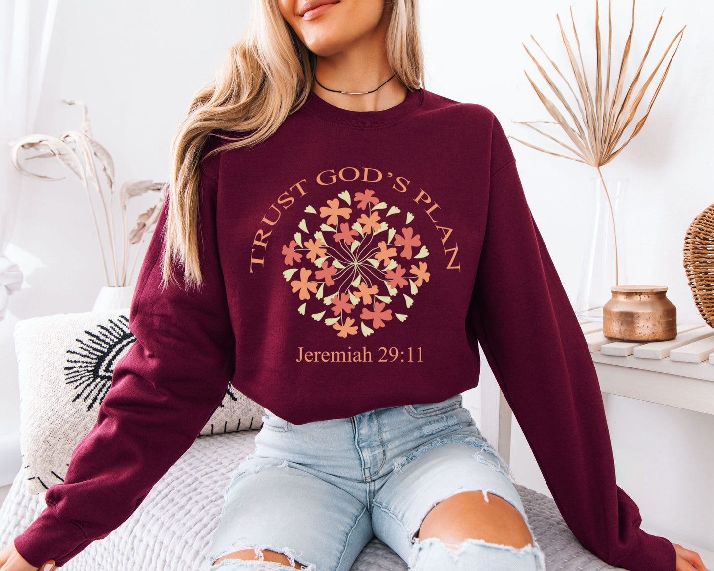 Trust God's Plan Sweatshirt, Vintage Christian Graphic Crewneck, Cozy Pullover