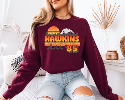 Hawkins 85 Sweatshirt, Stranger Things Inspired Retro Graphic Shirt, 80s TV Show Unisex Crewneck