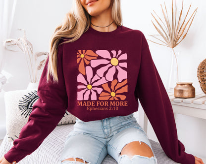 Retro Garden Faith Sweatshirt, Christian Floral Graphic Crewneck, Soft Fit Pullover