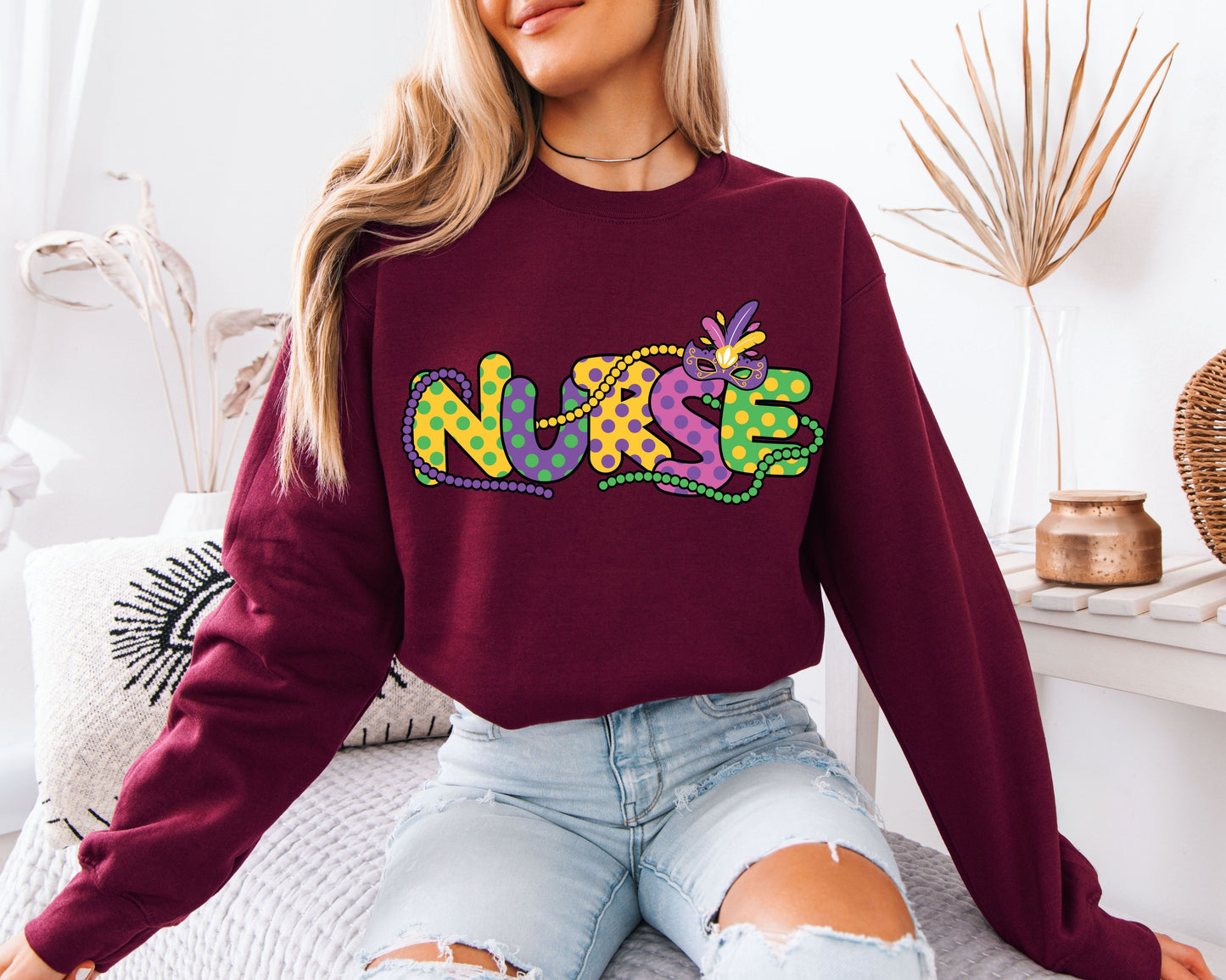 Cozy Festival Fit Mardi Gras Crewneck