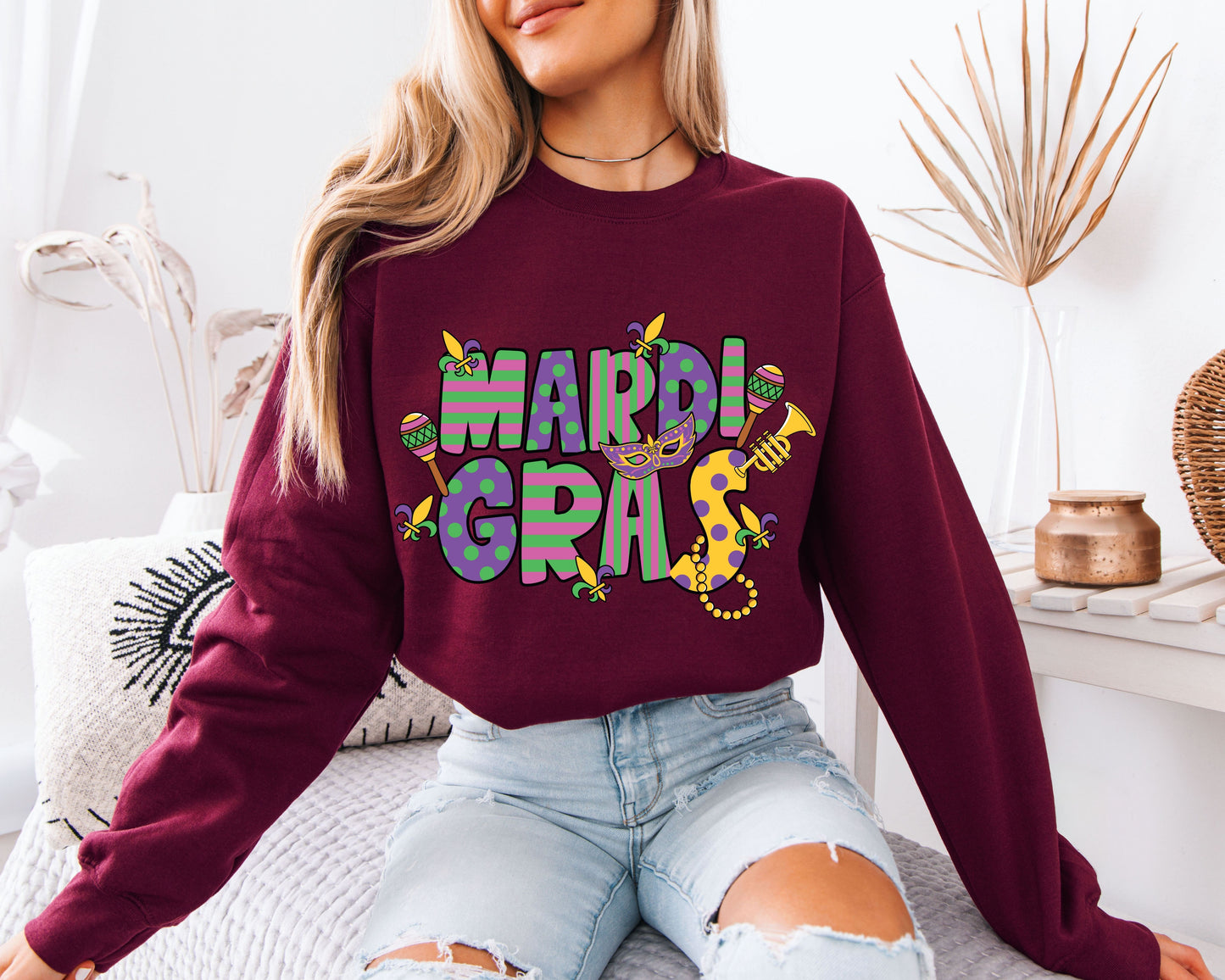 Purple Green Gold Mardi Gras Sweatshirt