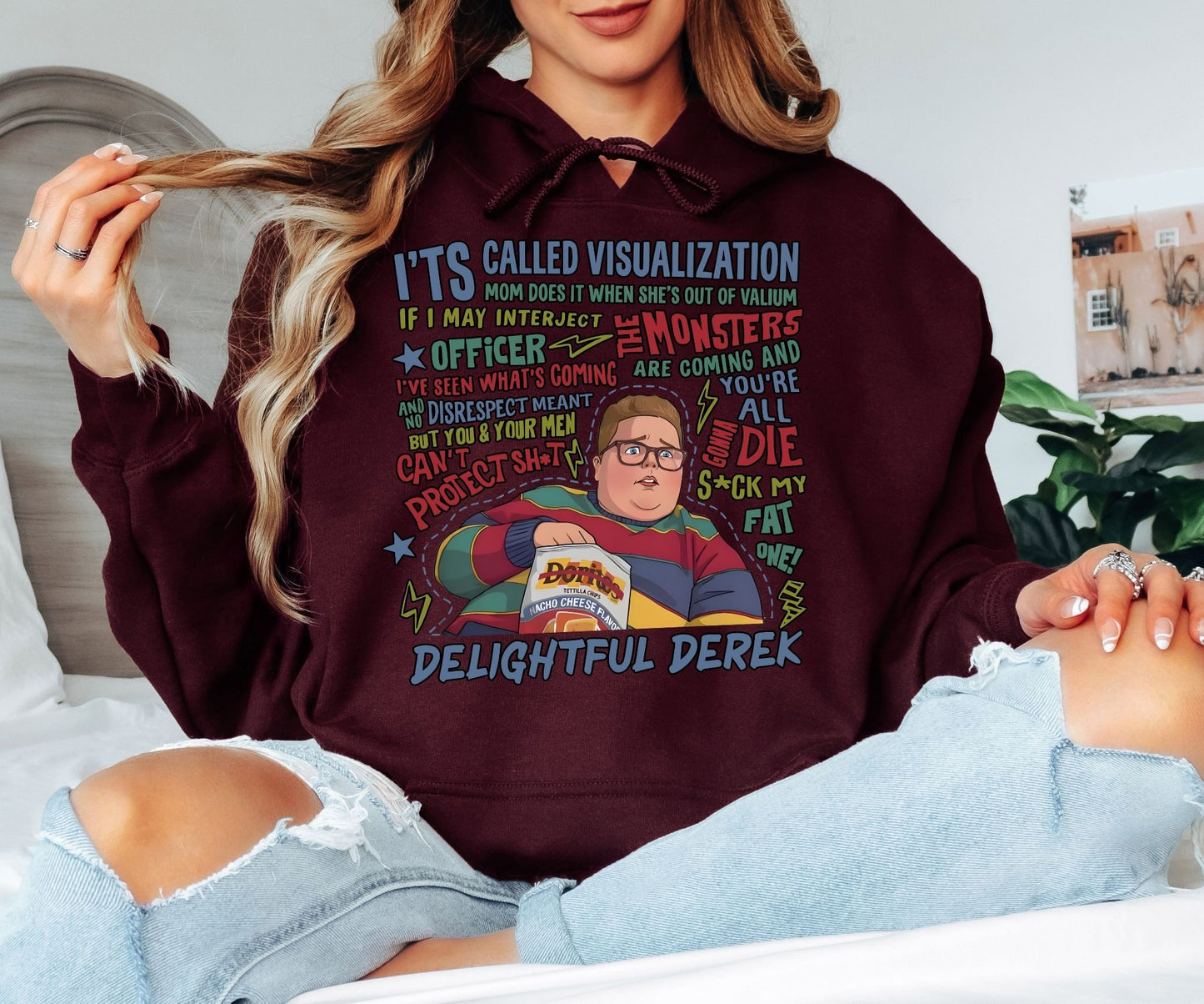 Delightful Derek Hoodie, Stranger Things Inspired Funny Quote Hoodie, Sarcastic Graphic Unisex Pullover