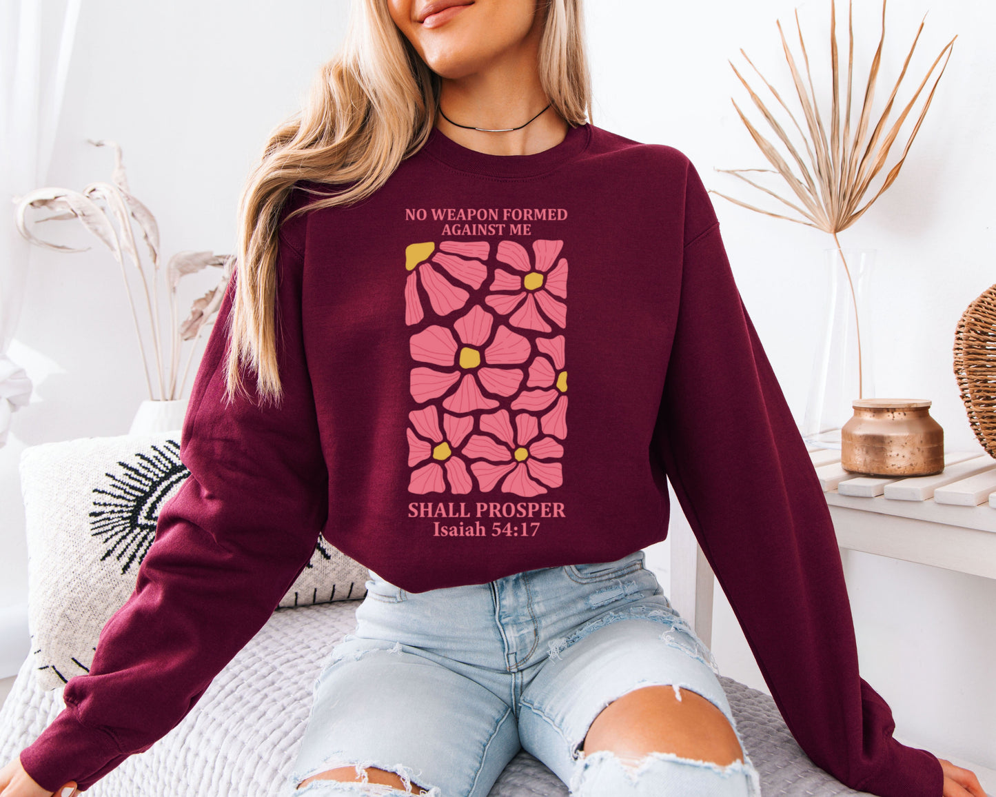 Retro Floral Faith Sweatshirt, Scripture Garden Graphic Crewneck, Comfy Pullover
