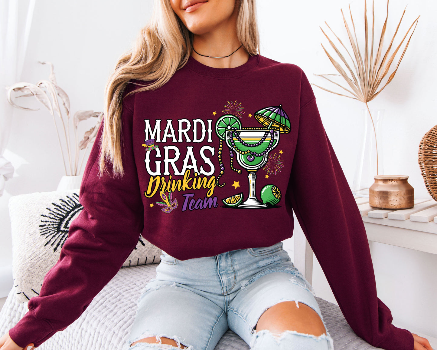 Festive Mardi Gras Crewneck Pullover