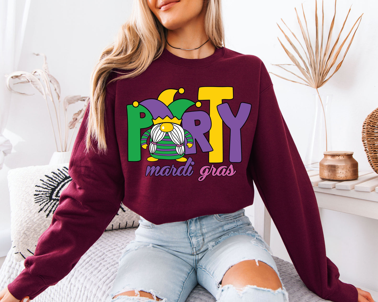 Mardi Gras Color Pop Crewneck Sweatshirt