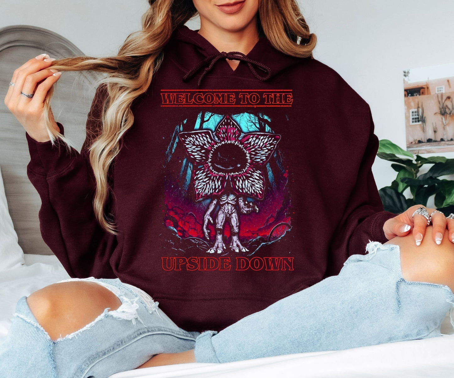 Welcome to the Upside Down Hoodie – Stranger Things Inspired Hoodie, Horror Sci-Fi Unisex Sweatshirt