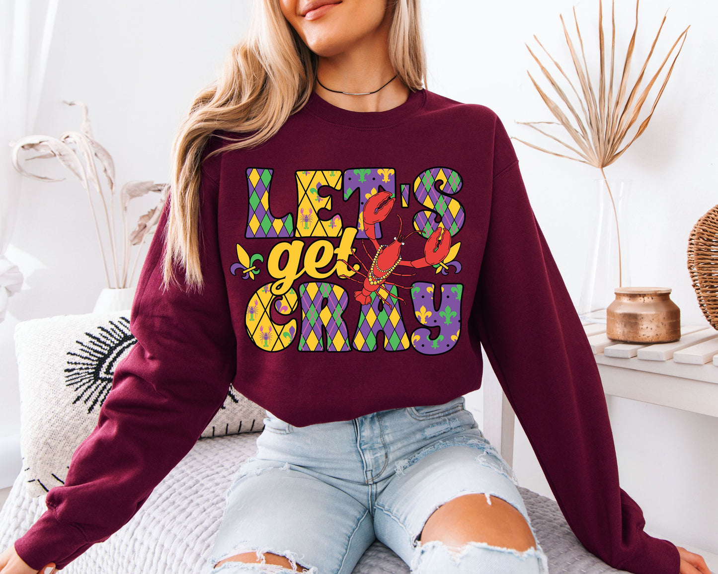 Party Ready Mardi Gras Crewneck Pullover