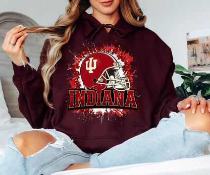 Indiana Football Helmet Hoodie – College Football Inspired Graphic Hoodie, Indiana Fan Unisex Sweatshirt, Game Day Hoodie