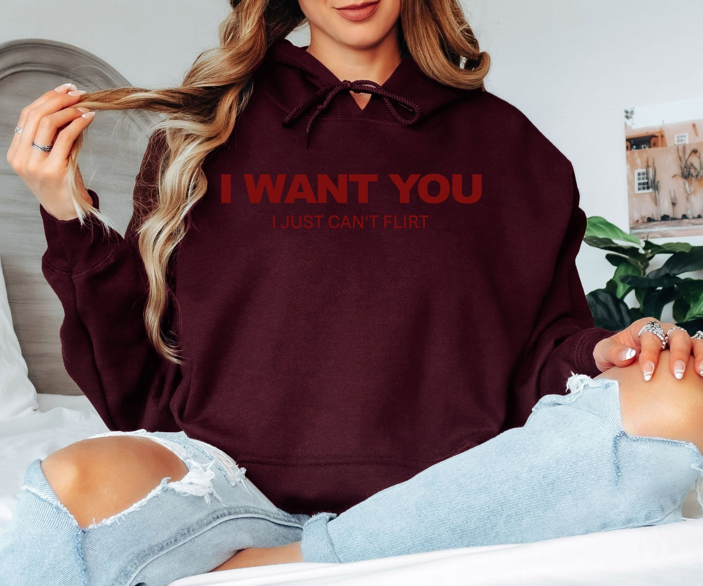 I Want You But I Just Can’t Flirt Hoodie – Funny Awkward Humor Graphic Hoodie
