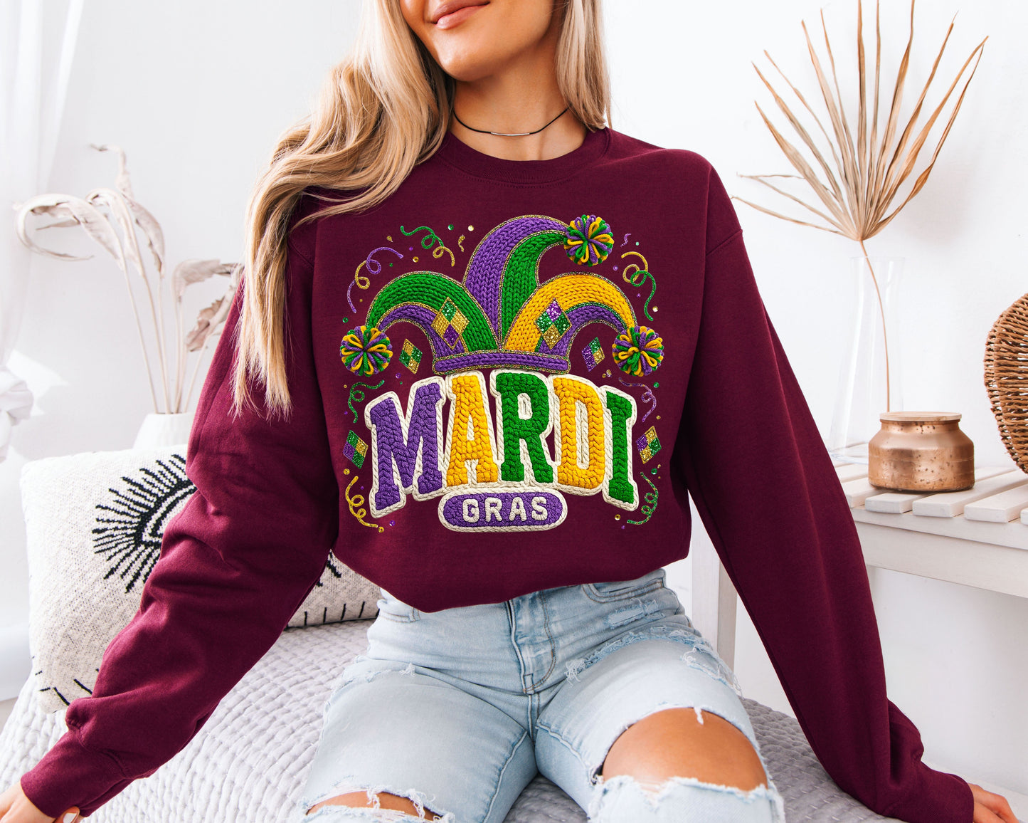 Cozy Parade Day Mardi Gras Crewneck
