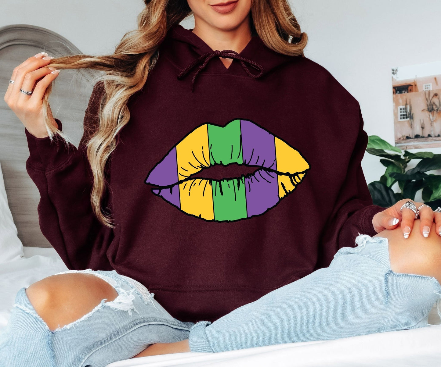 Funny Mardi Gras Hoodie – Beads Booze & Good Times