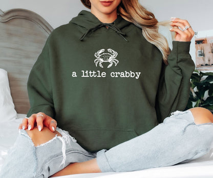 A Little Crabby Hoodie - Funny Crab Graphic Tee, Minimalist Coastal Humor Top, Cute Crustacean Gift, Sarcastic Beach T-Shirt