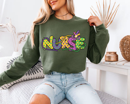 Cozy Festival Fit Mardi Gras Crewneck