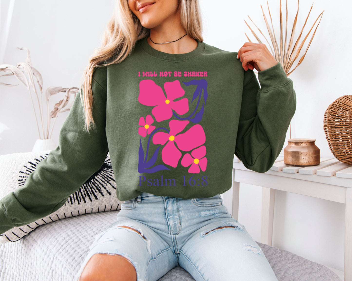 Retro Christian Sweatshirt, Scripture Nature Graphic Crewneck, Casual Faith Pullover