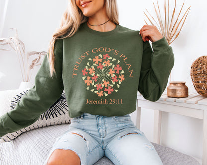 Trust God's Plan Sweatshirt, Vintage Christian Graphic Crewneck, Cozy Pullover