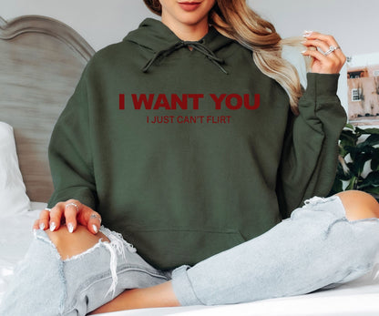I Want You But I Just Can’t Flirt Hoodie – Funny Awkward Humor Graphic Hoodie