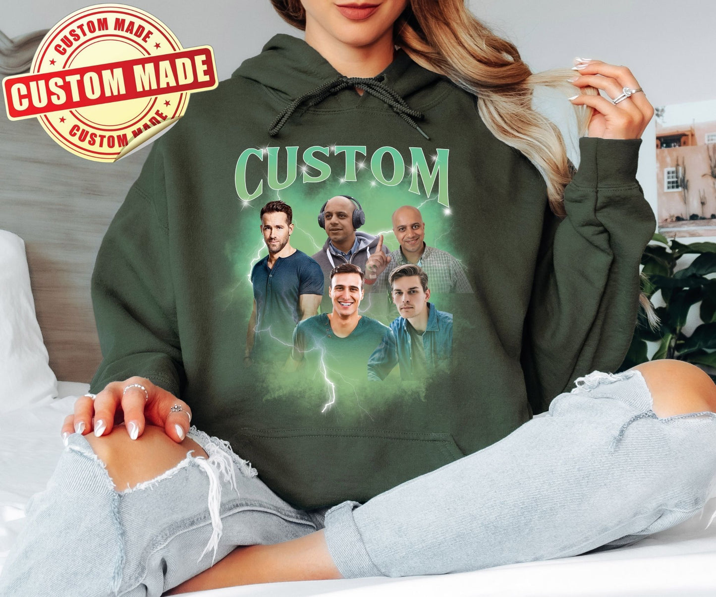 Custom Bootleg Hoodie - Personalized Friend Group Photo Sweatshirt - Funny Best Friend Gift - 90s Vintage Style