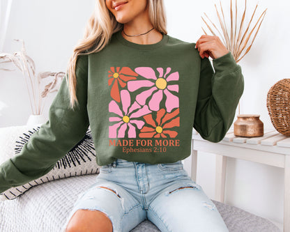 Retro Garden Faith Sweatshirt, Christian Floral Graphic Crewneck, Soft Fit Pullover