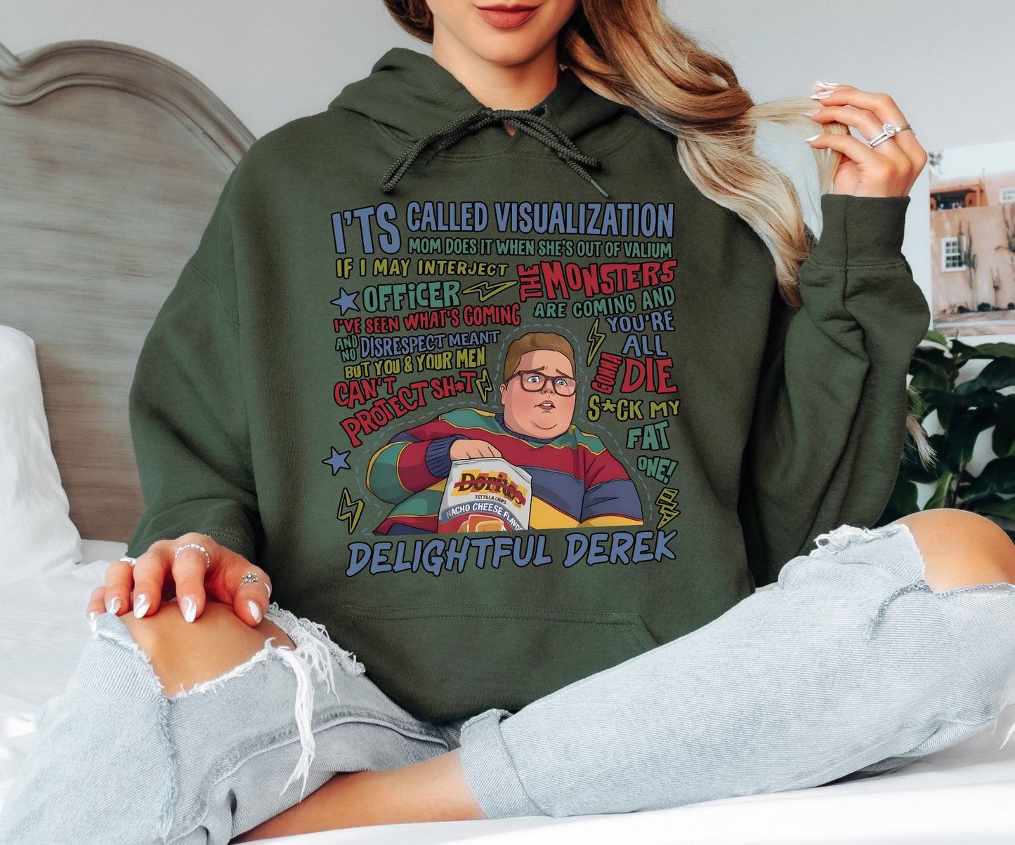 Delightful Derek Hoodie, Stranger Things Inspired Funny Quote Hoodie, Sarcastic Graphic Unisex Pullover