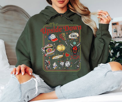 The Upside Down Hoodie, Stranger Things Inspired Graphic Hoodie, Retro Horror Aesthetic Unisex Pullover