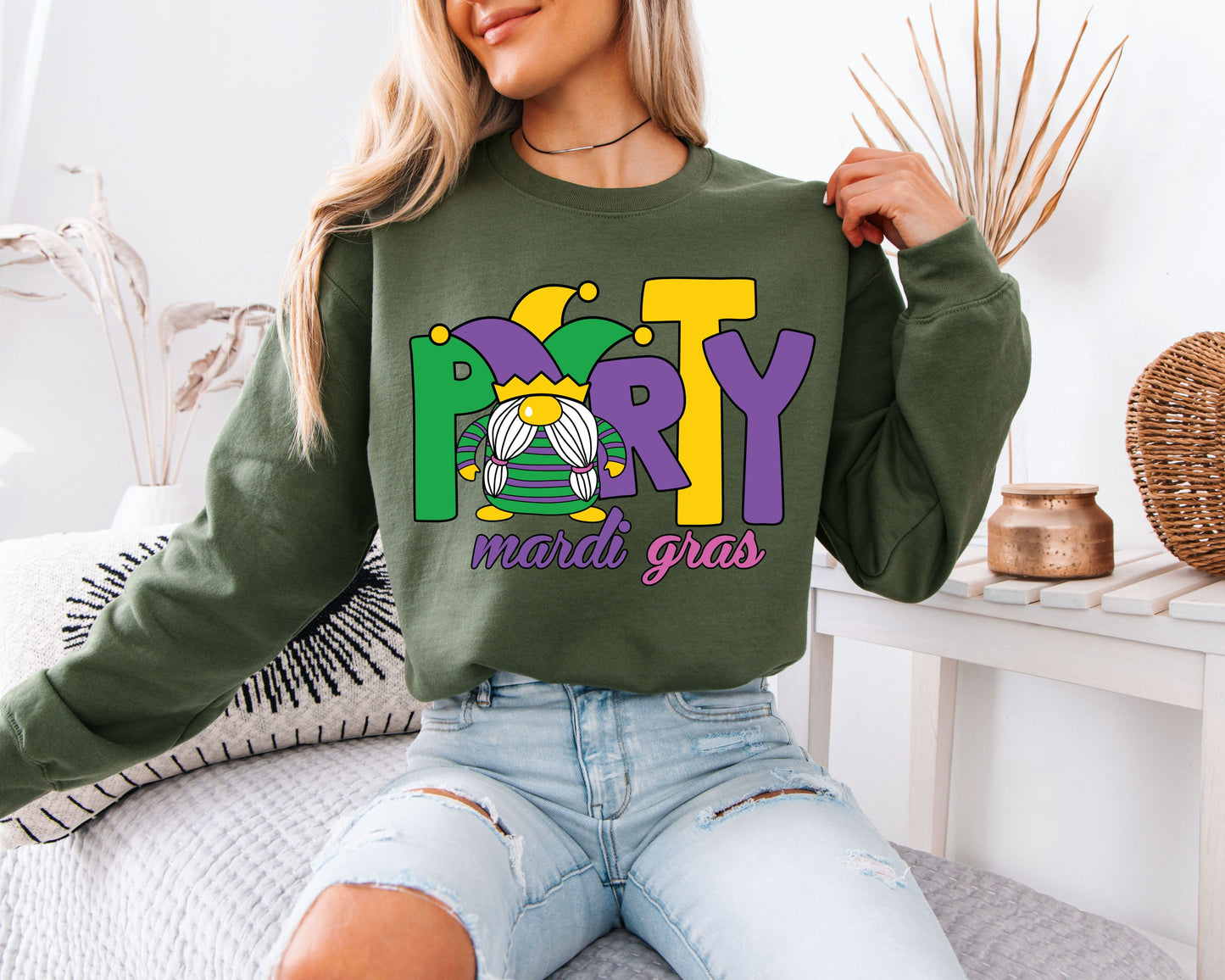 Mardi Gras Color Pop Crewneck Sweatshirt