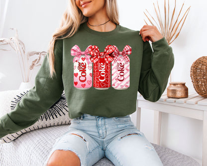 Diet Coke Valentine Sweatshirt | Coquette Bow Soda Can Crewneck | Cute Galentine’s Gift for Her