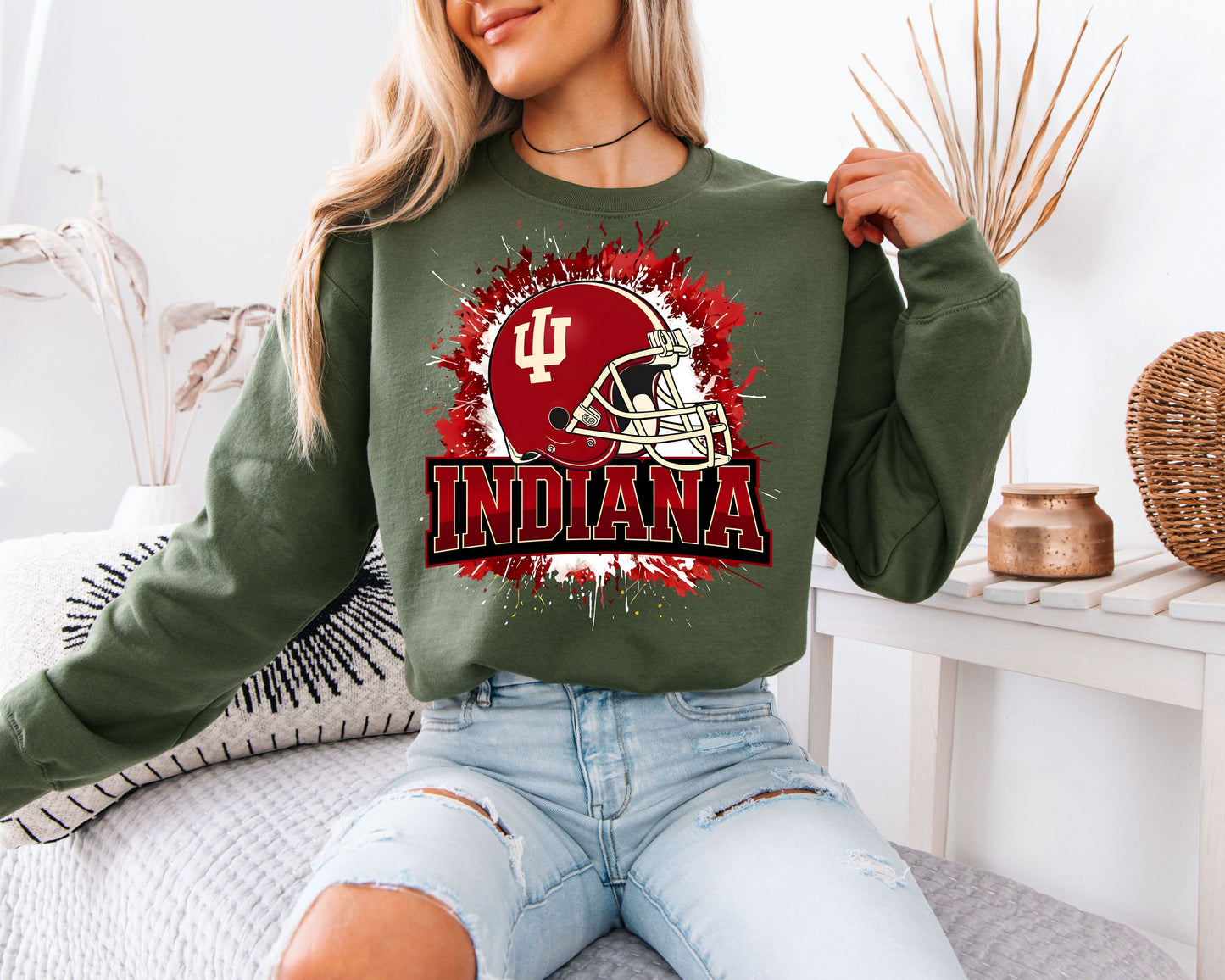 Indiana Football Sweatshirt, Indiana Hoosiers Inspired Helmet Shirt, College Football Unisex Crewneck