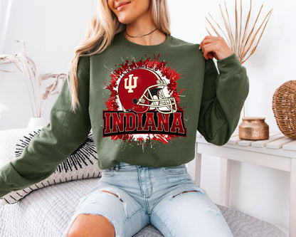Indiana Football Sweatshirt, Indiana Hoosiers Inspired Helmet Shirt, College Football Unisex Crewneck