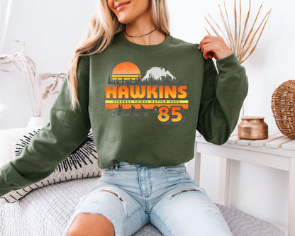 Hawkins 85 Sweatshirt, Stranger Things Inspired Retro Graphic Shirt, 80s TV Show Unisex Crewneck