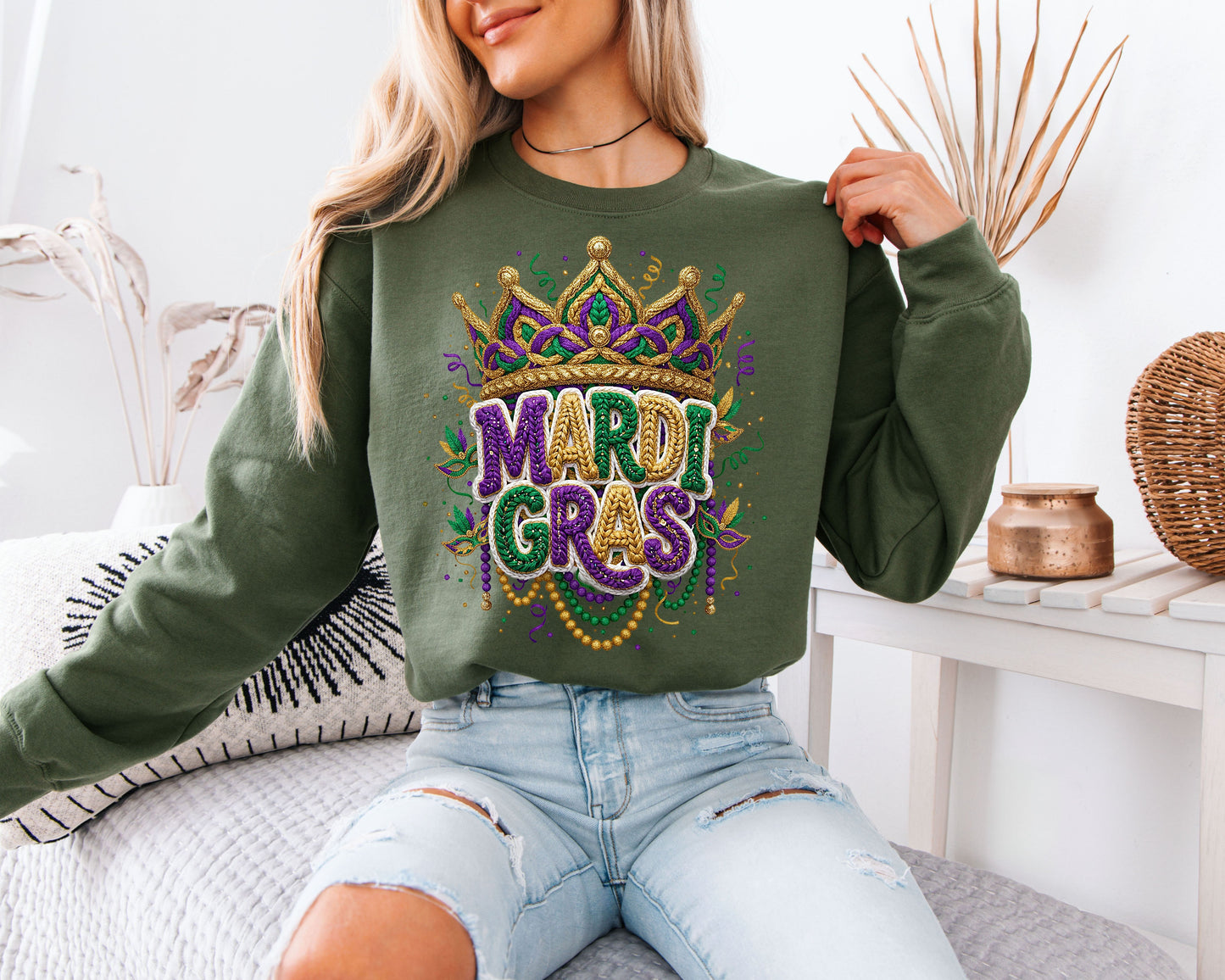 Mardi Gras Street Vibes Cozy Crewneck
