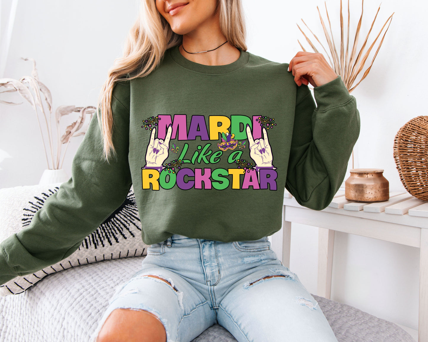 Let the Carnival Begin Mardi Gras Crewneck