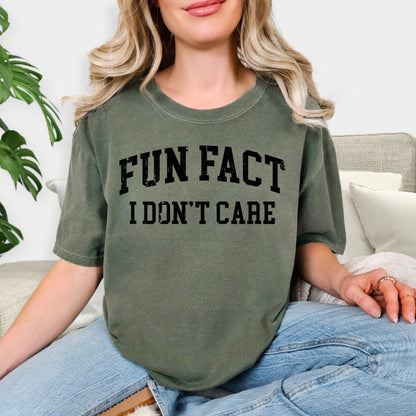 Fun Fact I Don't Care Shirt - Sarcastic Quote T-Shirt, Funny Minimalist Statement Tee, Brutally Honest Humor Sweatshirt, Antisocial Gift Apparel