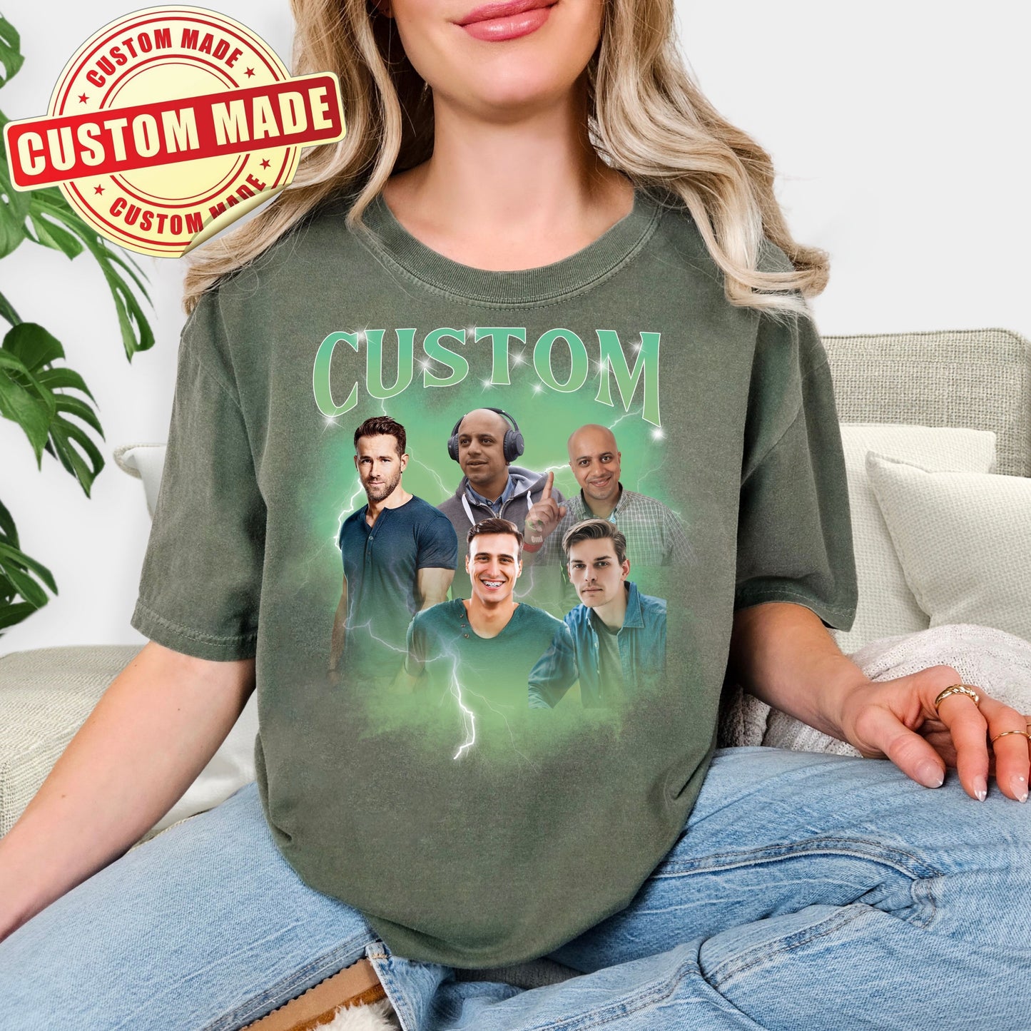 Custom Bootleg Rap Tee (Comfort Colors Style) - Personalized 90s Vintage Photo T-Shirt - Custom Graphic Gift