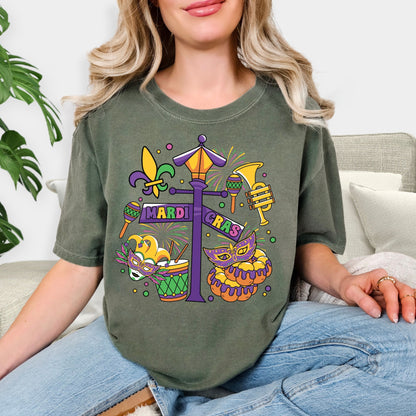 Fun Mardi Gras Party Tee with Carnival Theme
