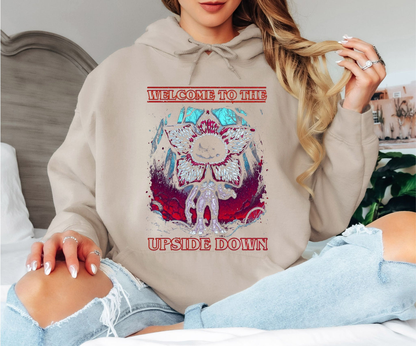 Welcome to the Upside Down Hoodie – Stranger Things Inspired Hoodie, Horror Sci-Fi Unisex Sweatshirt