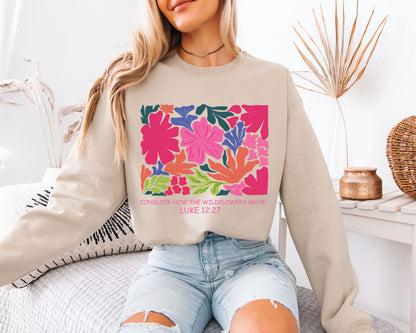 Vintage Bible Verse Sweatshirt, Floral Faith Graphic Crewneck, Relaxed Cozy Fit