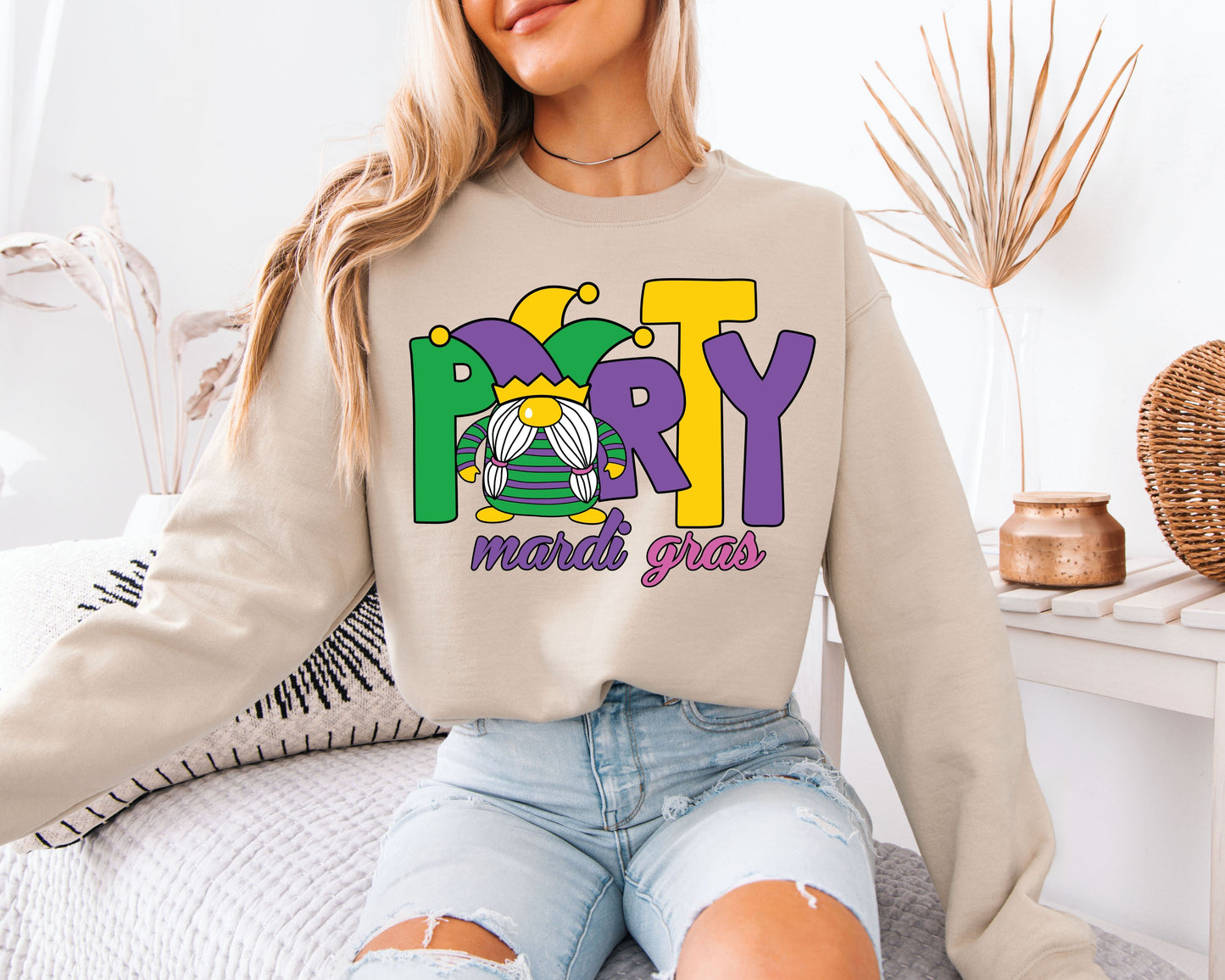 Mardi Gras Color Pop Crewneck Sweatshirt