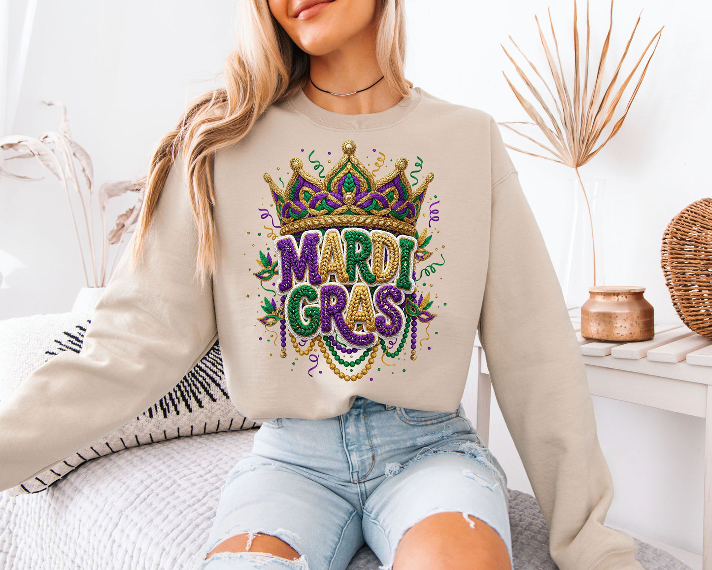 Mardi Gras Street Vibes Cozy Crewneck