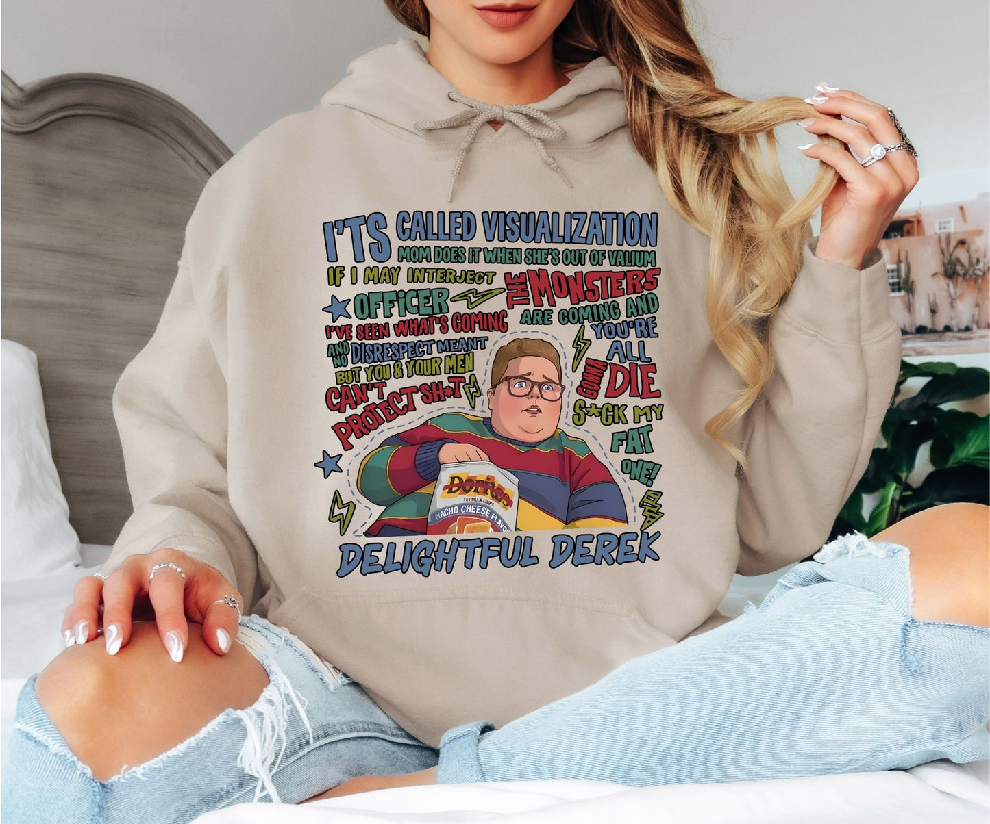 Delightful Derek Hoodie, Stranger Things Inspired Funny Quote Hoodie, Sarcastic Graphic Unisex Pullover