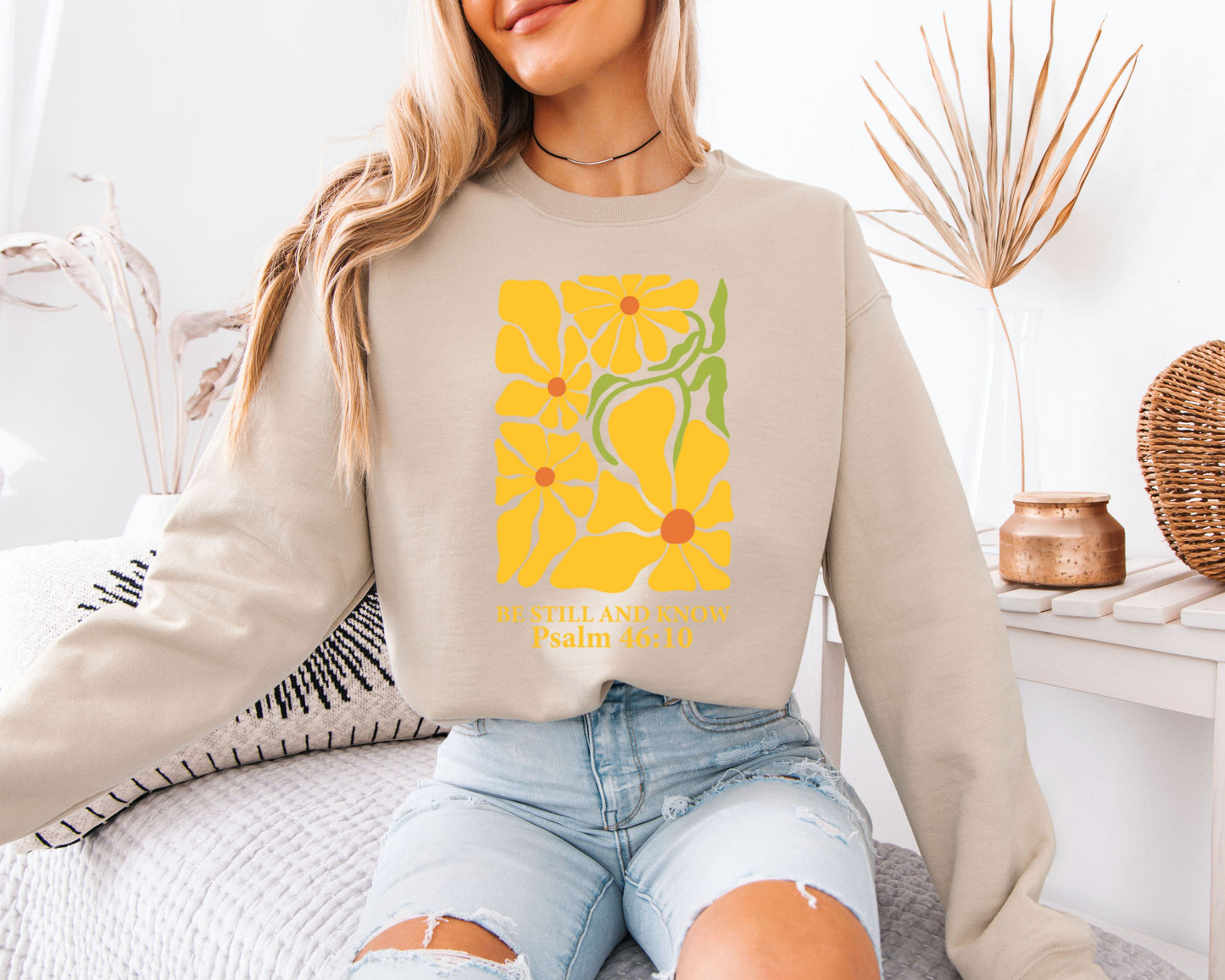 Christian Floral Sweatshirt, Faith-Based Religious Crewneck, Bible Verse Inspirational Apparel