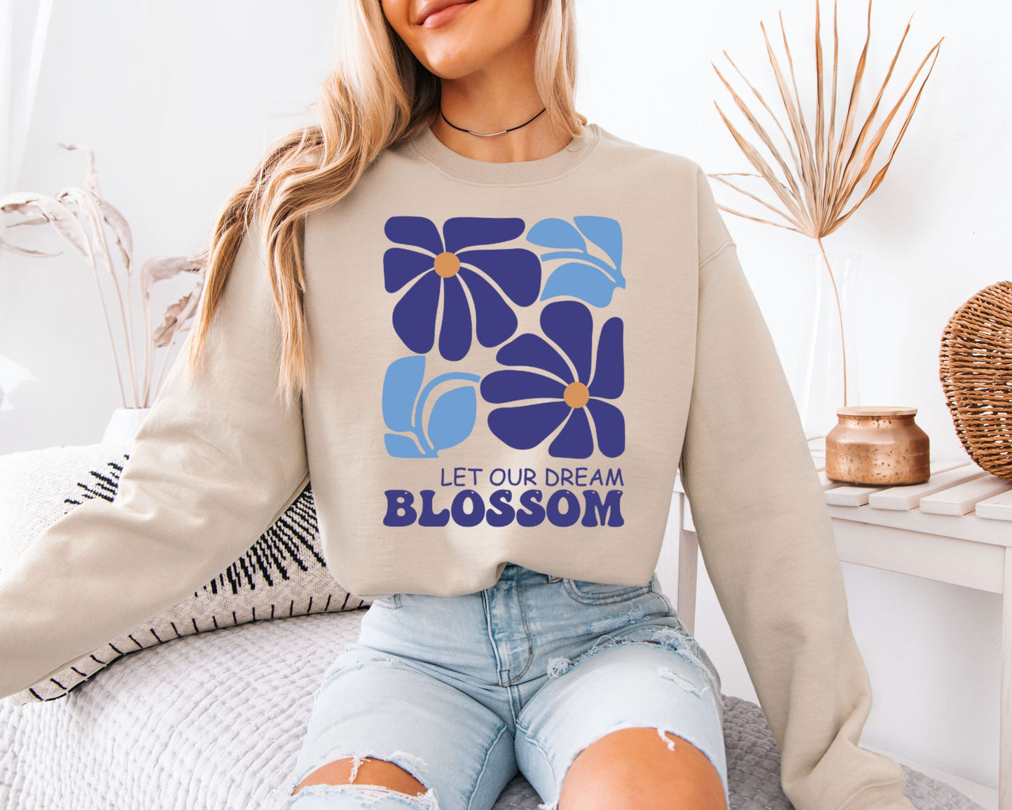 Wild Botanical Art Sweatshirt, Nature Sketch Crewneck Pullover, Aesthetic Casual Wear