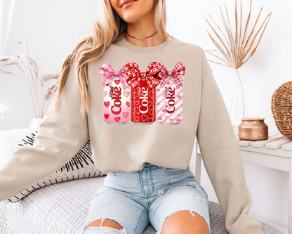 Diet Coke Valentine Sweatshirt | Coquette Bow Soda Can Crewneck | Cute Galentine’s Gift for Her