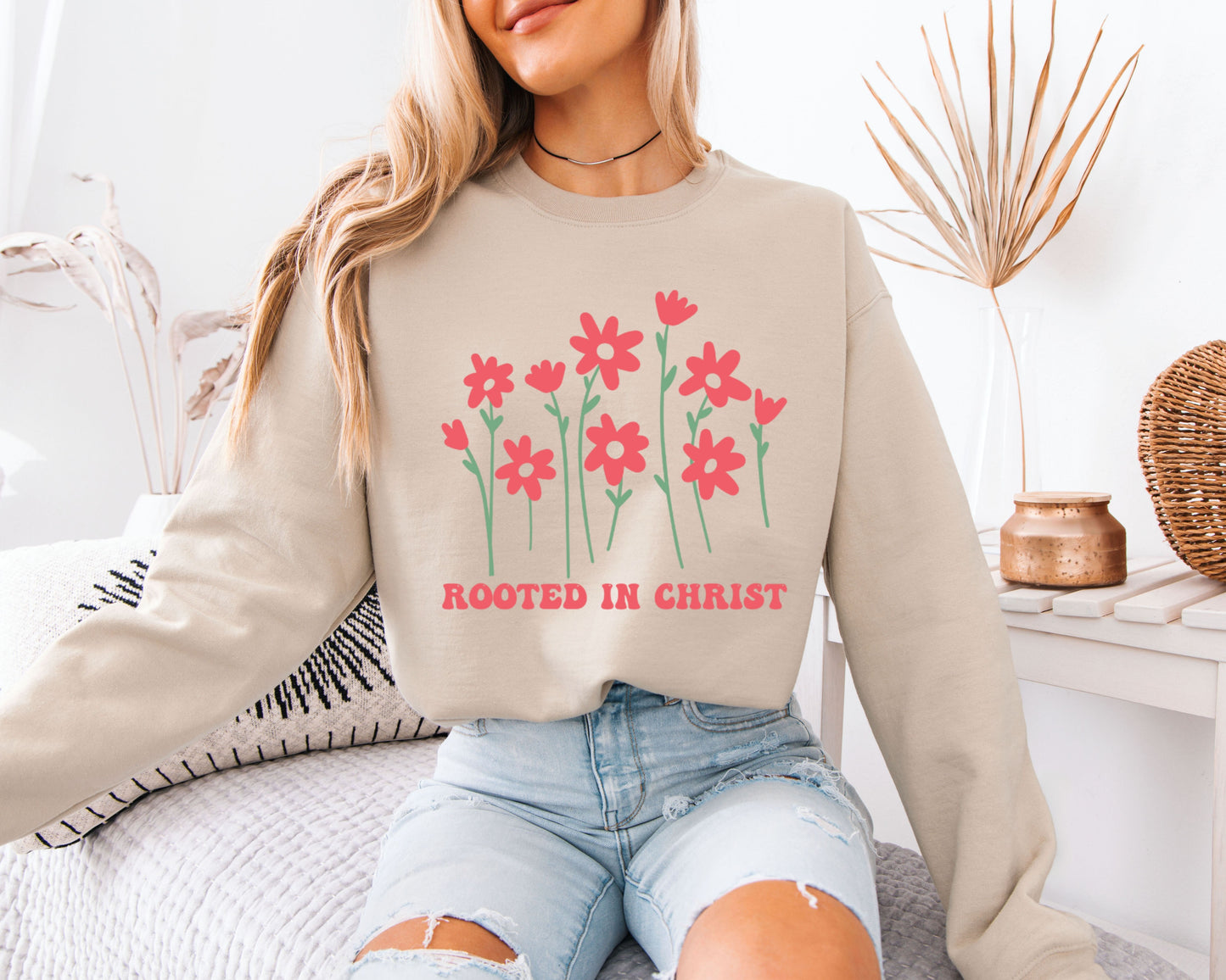 Vintage Scripture Sweatshirt, Faith Nature Graphic Crewneck, Casual Cozy Pullover