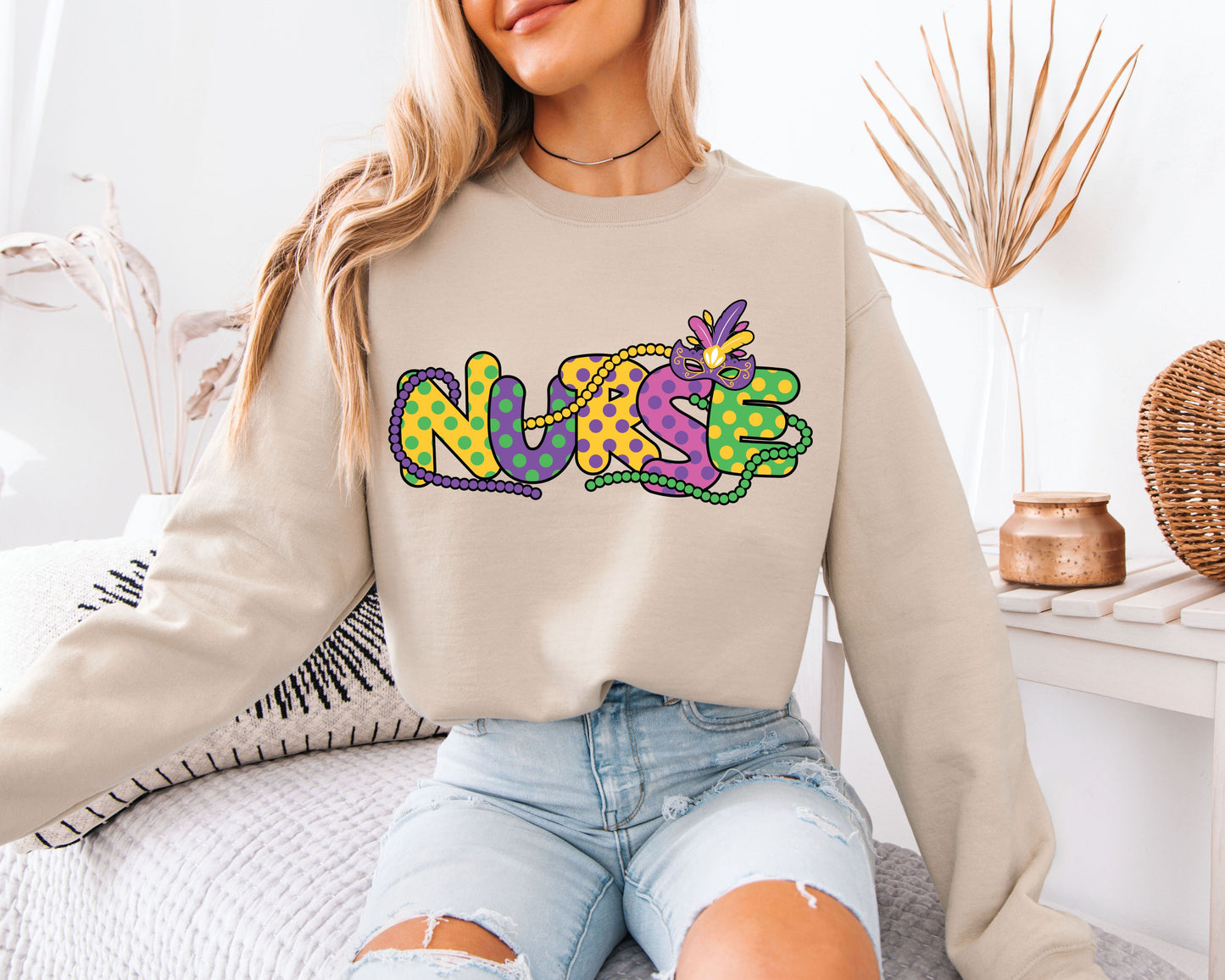 Cozy Festival Fit Mardi Gras Crewneck