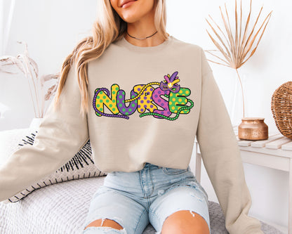 Cozy Festival Fit Mardi Gras Crewneck