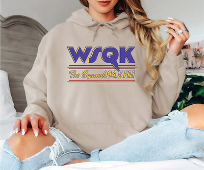 WSQK The Squawk 94.5 FM Hoodie – Retro Radio Station Inspired Hoodie, 80s Vintage Graphic Hoodie, Unisex Cozy Sweatshirt