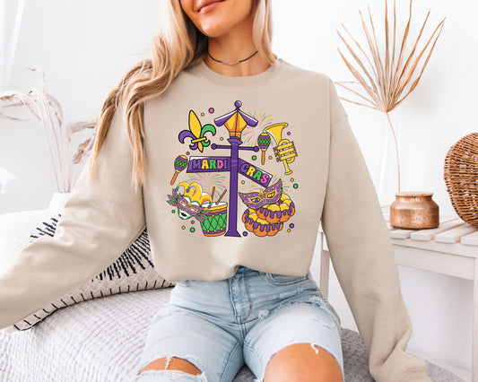 Mardi Gras Energy Cozy Festival Sweatshirt