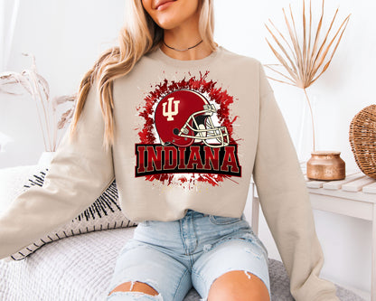 Indiana Football Sweatshirt, Indiana Hoosiers Inspired Helmet Shirt, College Football Unisex Crewneck