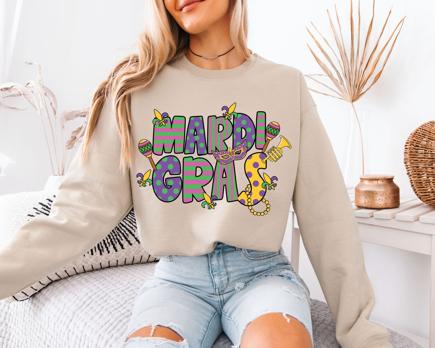 Purple Green Gold Mardi Gras Sweatshirt